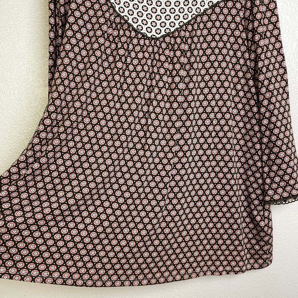 Boden Long Sleeve Shirt Womens Size 18 Plus Natasha Star Print Stretch Scallop - Picture 4 of 10